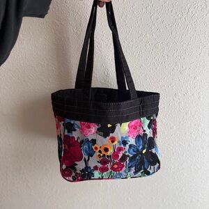Thirty One Floral Watercolor Shoulder Canvas Tote Bag